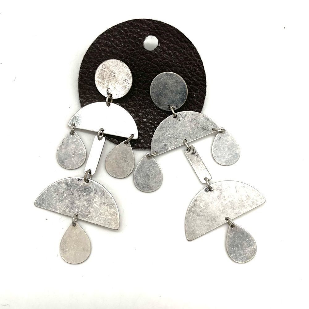 Artsy Drop Earrings Silver Tone NWT
